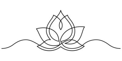 lotus flower water lily divider continuous line drawing seamless vector
