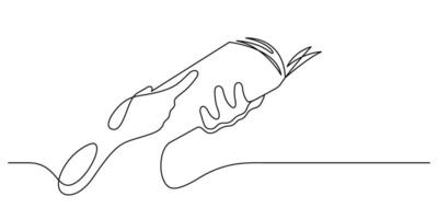 hand holding book one line drawing continuous minimalism vector