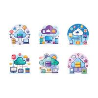 Cloud Computing and Line Art Design vector