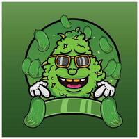 Cartoon Herbal Leaf With Cucumbers Flavor. Design For Logo, Label and Packaging Product. vector
