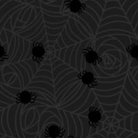 Black Spider Web Seamless Pattern Kawaii Halloween Concept. Stock Illustration in Cartoon Style with Outline. vector