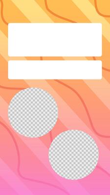 Curve lines orange pink gradient story template. Abstract hand drawn stock illustration