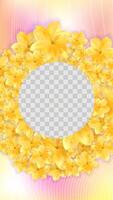 Fall round yellow flower stories background template. Golden flower round trail. Stock illustration in realistic style. vector