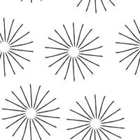 Seamless pattern of abstract hand-drawn starburst shapes in black on a white background. vector