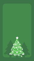 Green Christmas tree storis template. Simple frame festive frame in flat style. vector