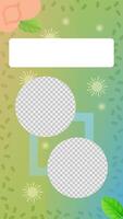 Green gradient story template. Hand-drawn elements with space for text. Stock illustration in cartoon style. vector