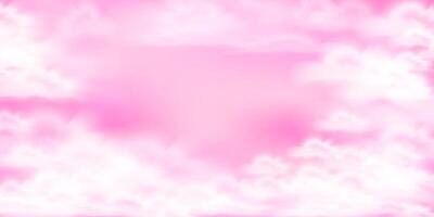 Pink cloud background featuring a gradient. Stock illustration in realistic style. Fairytale princess banner backdrop. vector