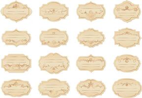 Set of vintage ornamental label frames. Old style decorative elements badge. illustration isolated on white background in cartoon style. vector
