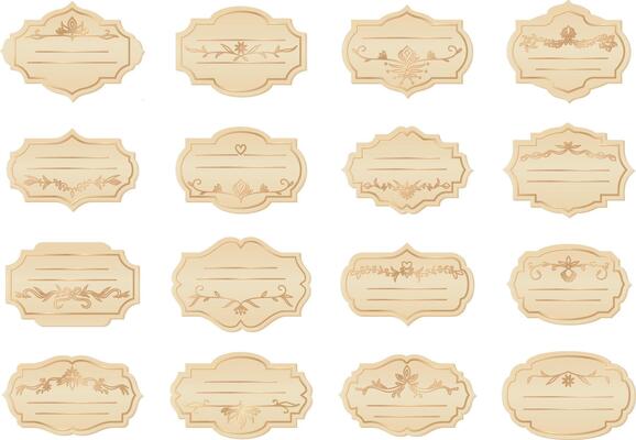 Set of vintage ornamental label frames. Old style decorative elements badge. illustration isolated on white background in cartoon style.