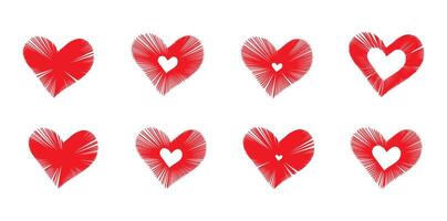 Radiating Heart Designs, Red Heart Burst with Bold Lines Expressing Passion and Energy in Modern Abstract Art vector