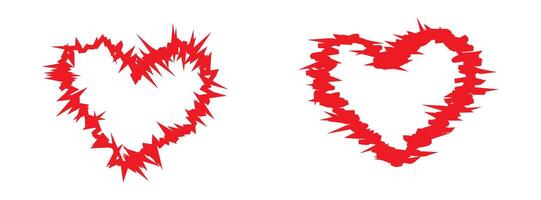 Spiky Heart Designs Showing Red Jagged Edges Forming a Sharp Abstract Expression of Love in Modern Digital Art vector