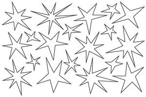 Y2k star shapes. Outline icons of abstract sparks and shiny irregular flash burst. Blings and twinkles geometric minimal retro design elements on white background. vector