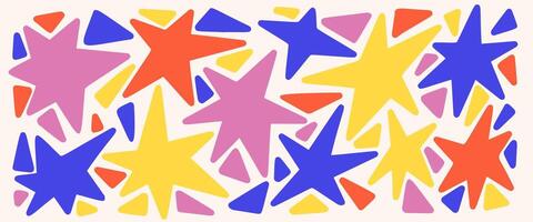 Abstract star shapes. Modern irregular figures on white background. Retro flat sharp simple elements. Organic funky geometric symbols. Starburst childish doodle collage vector