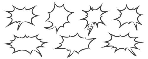 Comic and manga speech bubbles. Pop art outline frame for text. Box for dialog and messages. Chat shapes set of shock shout and scream actions. vector
