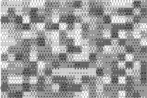 Checkered pixel pattern with bitmap game texture. Squared geometric dither graphic. Retro digital glitch halftone wallpaper. vector