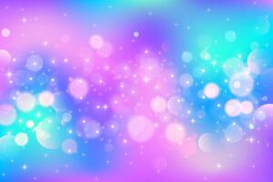 Cute purple abstract background with glitter and stars. Dreamy pastel purple fantasy sky with sparkles. Unicorn magic wavy bg. Glowing galaxy with holographic gradient. vector