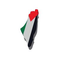 3d palestine map in flag design vector