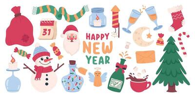 Christmas set. Christmas elements are hand-drawn and isolated on a white background vector