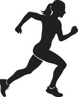 Women running action silhouettes vector