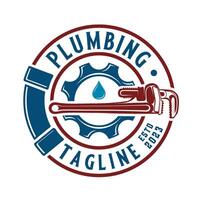 plumbing logo. gears, adjustable wrench element, for pipe service and maintenance. vector