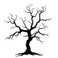 The image shows four twisted, leafless trees, AI-Generateds png