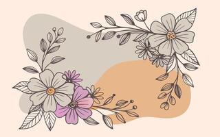 floral marco con hojas y flores en un beige antecedentes vector
