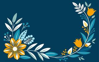 Floral frame on blue background vector