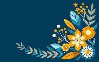 Floral background with blue and yellow flowers vector