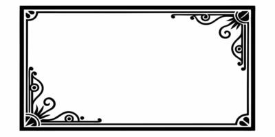 A black and white square frame with a scroll design vector