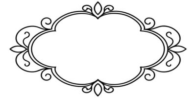 A black and white drawing of a frame with a scroll vector