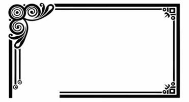A black and white square frame with swirls vector