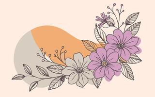 Flowers on a pink background with a purple and orange background vector