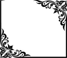 A black and white square frame with a floral design vector