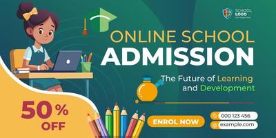 Back to School Admission Web Banner Design vector