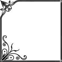 A black and white square frame with a flower design vector
