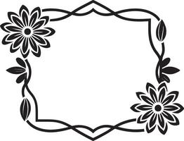 A black and white floral frame with flowers vector