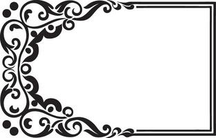 A black and white square frame with swirls vector