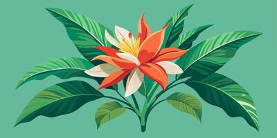 An illustration of a flower with leaves vector