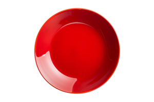 Red Plate Isolated on Transparent Background Simple Red Plate on Clear Background png