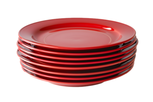 Stack of Red Plates on Transparent Background png