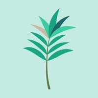A green palm tree with leaves on a blue background vector