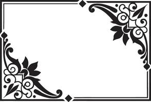 A black and white square frame with flowers vector