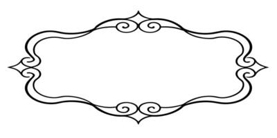 A black and white drawing of a frame with scrollwork vector