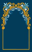 An ornate frame with a blue background vector