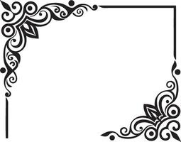 A black and white square frame with swirls vector
