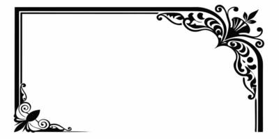 A black and white square frame with a floral design vector