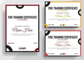 Certificate Design, Fire Training Certificate Template, Diploma report, Certificate of appreciation border template. Modern diploma design with line pattern. illustration, Award template. vector