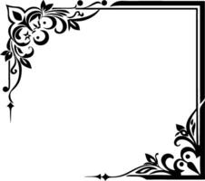 A black and white square frame with floral design vector