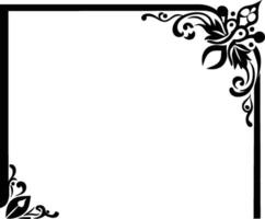 A black and white square frame with flowers vector