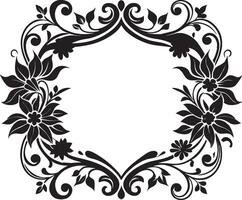 A black and white floral frame vector